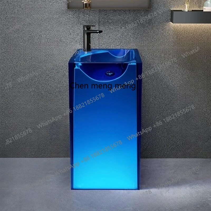 X  Transparent resin column basin, bathroom washbasin, balcony washbasin, floor-standing type