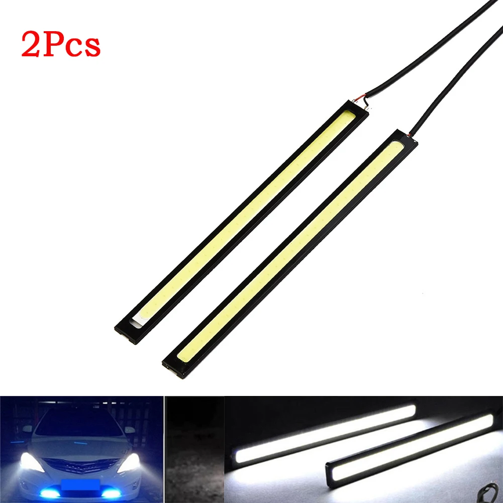 2Pcs Led Cob Light Stripe DC 12V Auto Waterproof Daytime Driving Fog Lights Vehicle Running Light Universal Car Light Bars