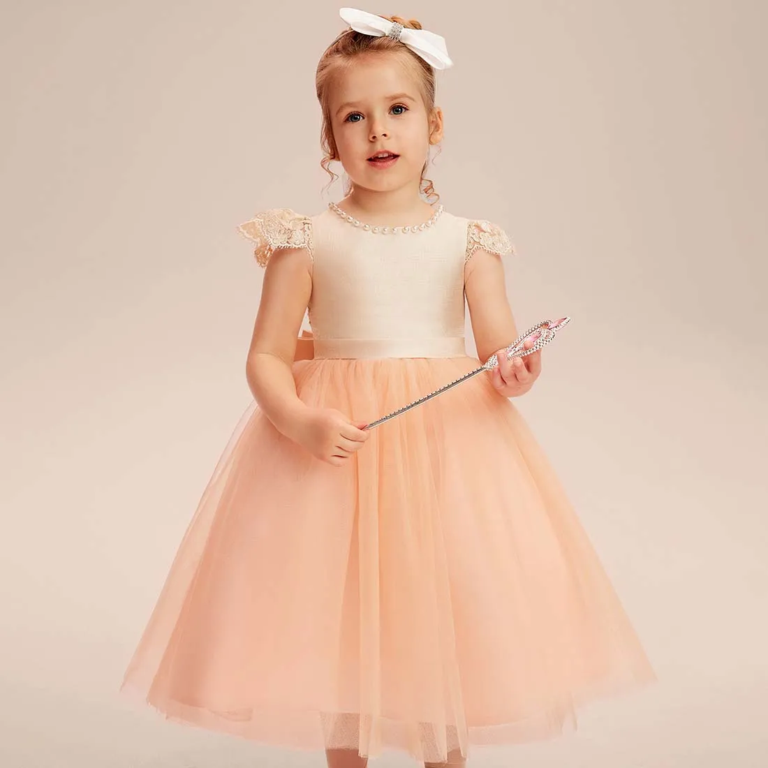 Yzymanualroom Tulle ชุดเดรสผู้หญิงลายดอกไม้เส้นสกู๊ปยาวชา2-15T