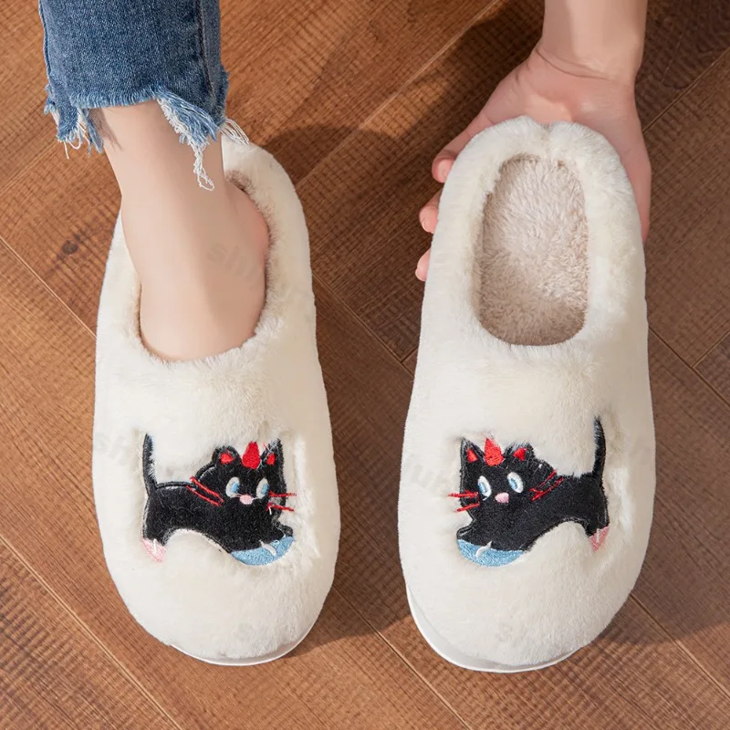 

Women Warm Slippers 2025 Winter Cute Non Slip House Slippers Woman Indoor Plush Cotton Shoes Fashion Comfortable Couple Slippers