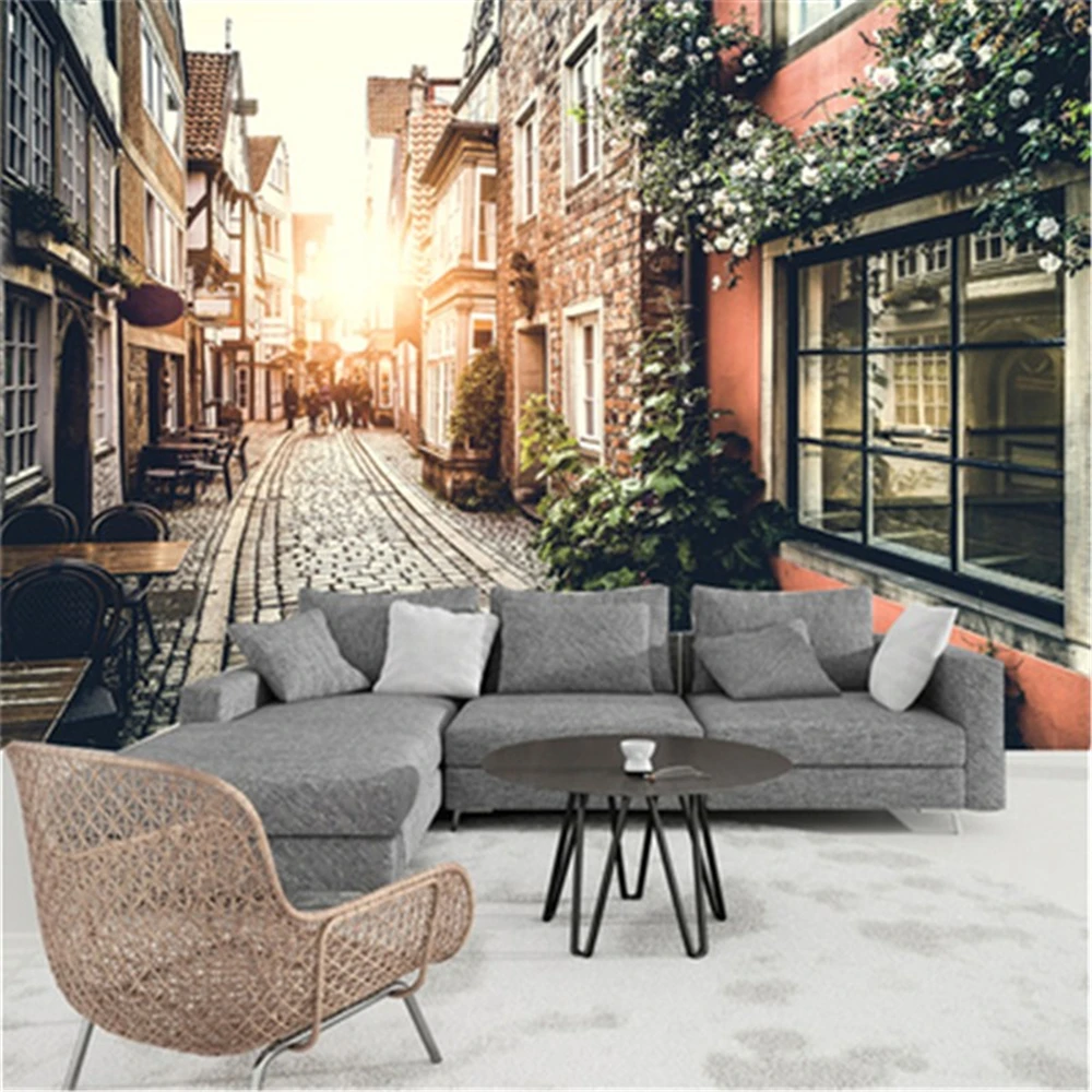 Papel tapiz personalizado beibehang, vista de calle, fondo 3d, papel de pared, decoración del hogar, papel tapiz para sala de estar