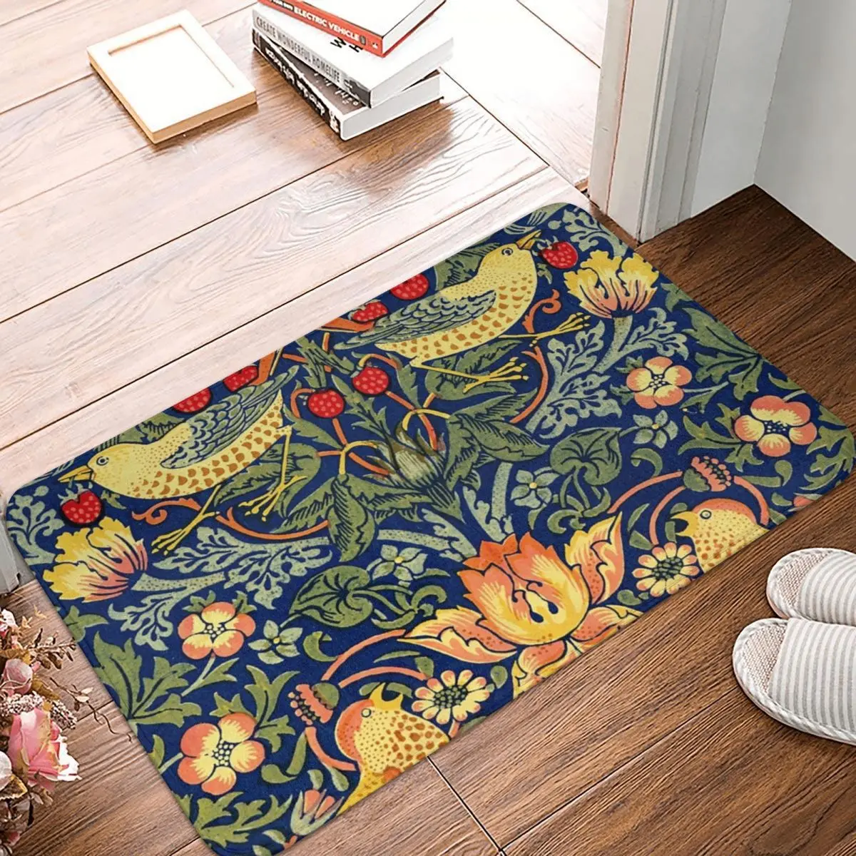 William Morris - Strawberry Thief Doormat Rugs Carpet Mats Footpad Polyester Anti-slip Cushion Entrance Kitchen Bedroom Balcony