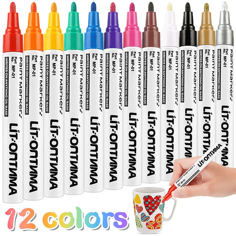 

12-цветный перманентный маркер, водостойкие цветные маркеры, протектор шин, резиновая краска для ткани, металлические цветные маркеры, ручки