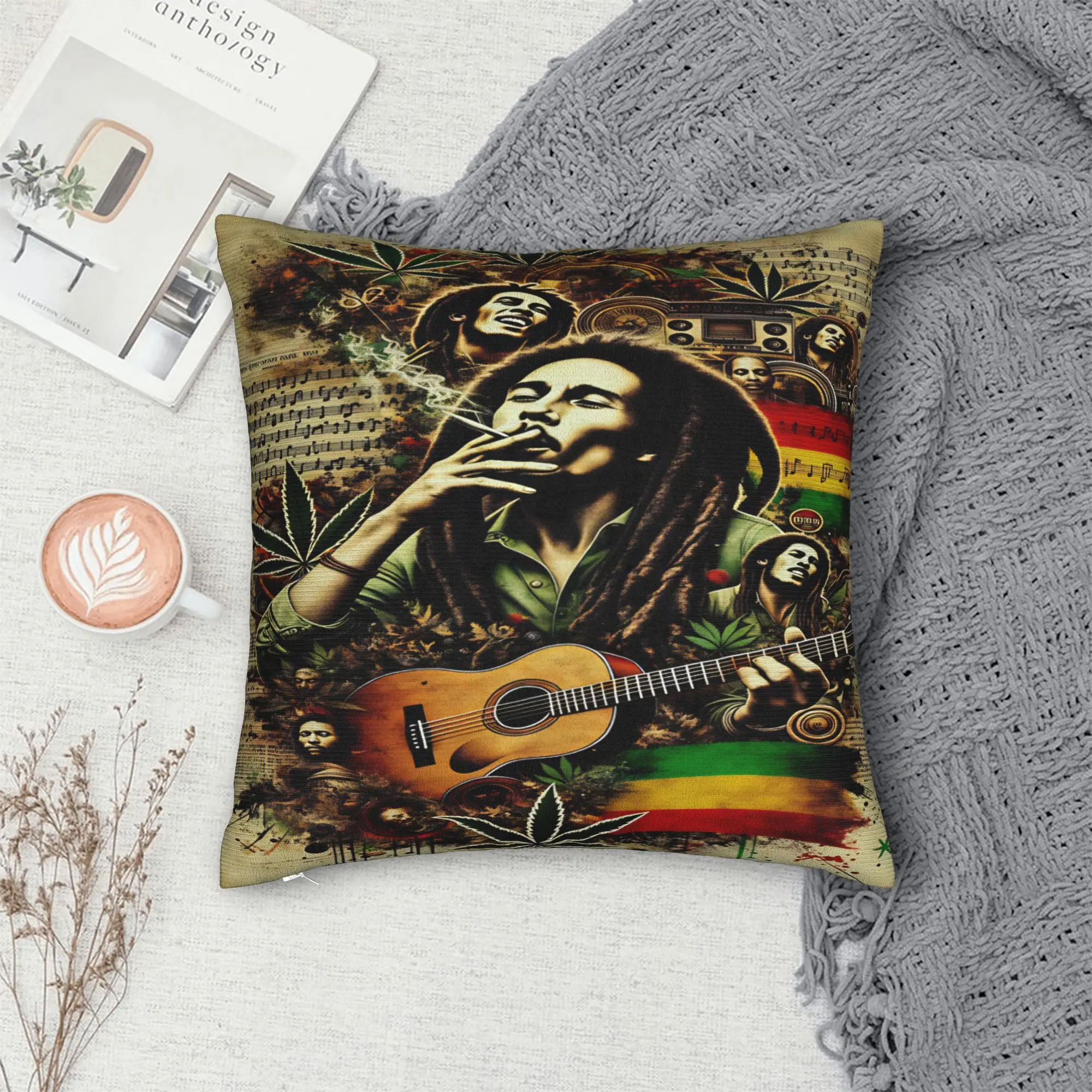 B-Bob M-Marley Singer Pillow Case  Soft Pillow Cover Vintage Cushion Cover For Sofa Home Decor