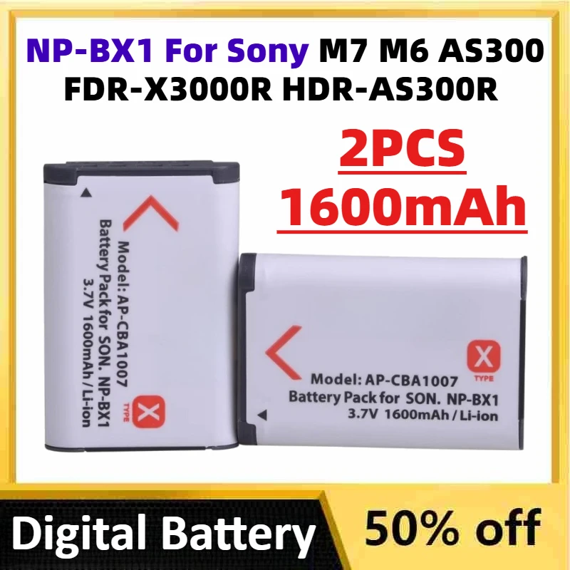

1600mAh NP-BX1 Li-ion Digital Battery for Sony M7 M6 AS300 FDR-X3000R HDR-AS300R DSC-H300 DSC-H400 Rechargeable Battery
