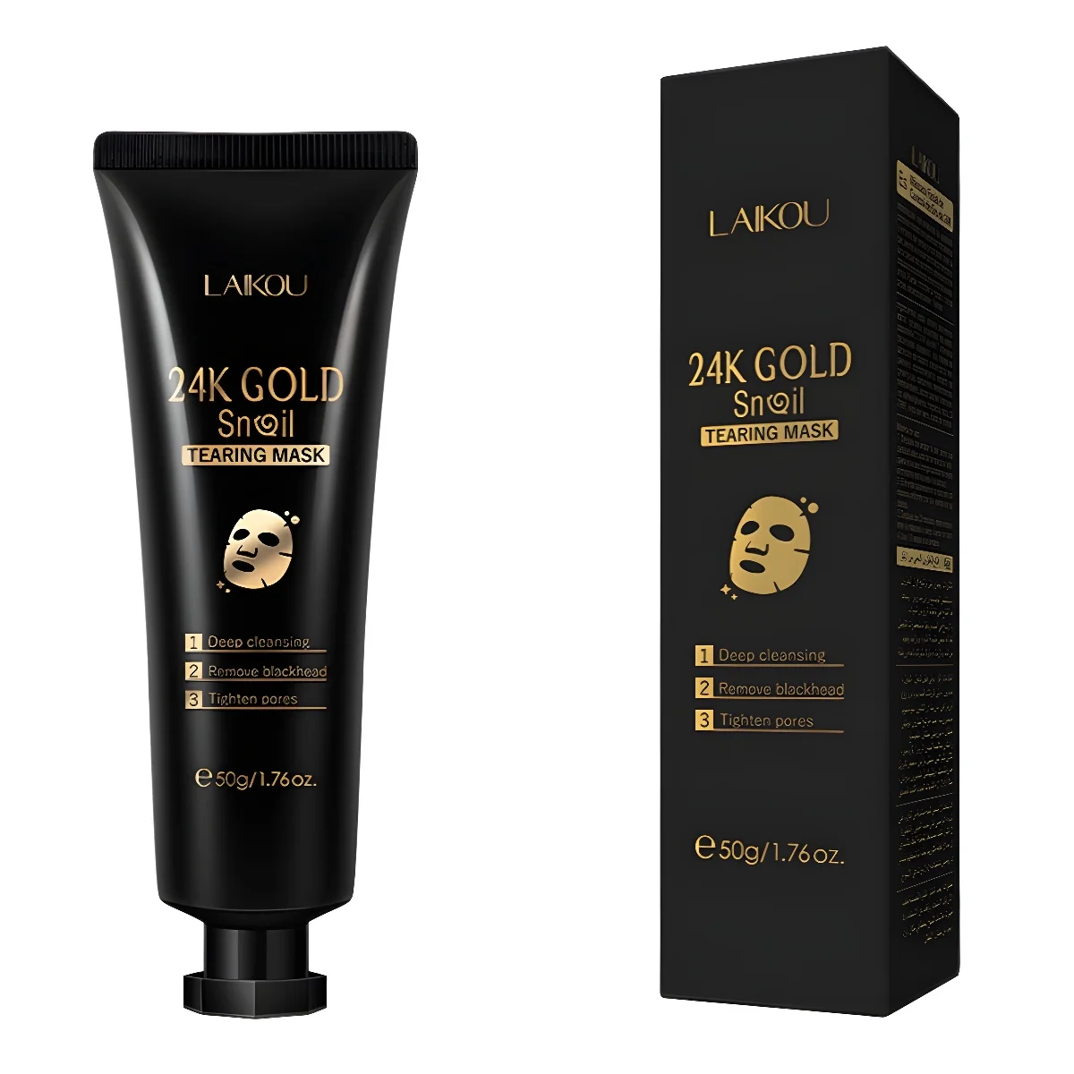

Laikou 24K Gold Snail Collagen Peel-Off Mask: Deep Pore Cleansing, Oil Control, Pore Minimizing & Hydrating Face Treatment