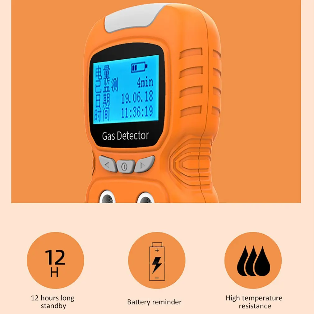 Portátil Multi Gás Detector, 4 em 1 Gás Medidor, O2, H2S, CO, LEL, Oxigênio, Sulfeto de Hidrogênio, Monóxido de Carbono, Vazamento Combustível