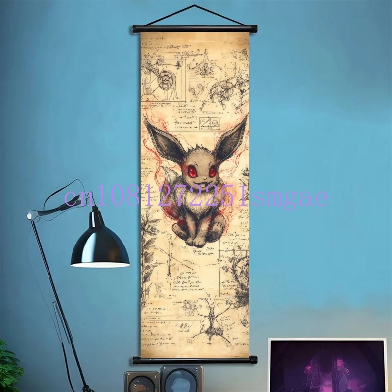 Pokemon Retro Charizard Bulbasaur Umbreon Gengar Scroll Art Cloth Anime Characters Wall Hanging Poster Halloween Xmas Decor - view 6