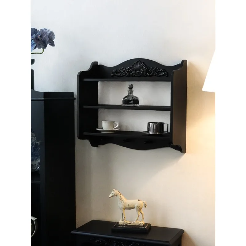 

Home Black Hanging Cabinet Vintage Wall Cabinet Restaurant Decoration French Style