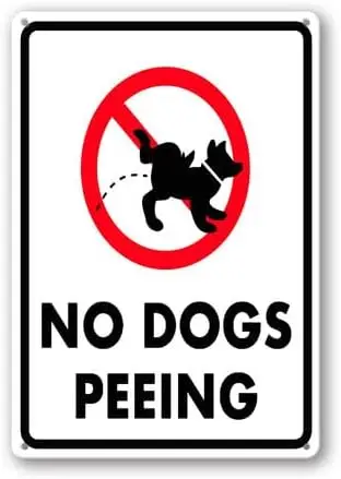 Soliyoahee No Dog Peeing Sign 12 pouces × 16 pouces panneaux métalliques en aluminium robustes décor mural en métal sans rouille pour cour arrière-cour Patio porche
