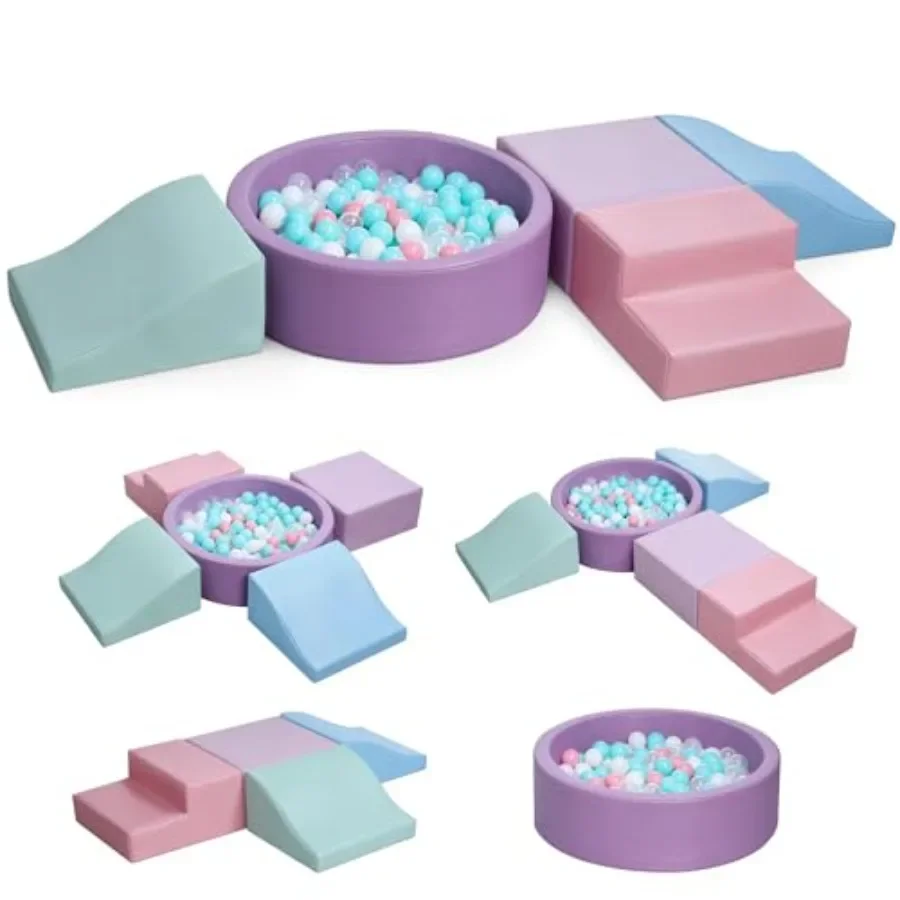 

Foam Climbing Blocks for Toddler: with 4-Piece PU Leather Climbing Toys and a Ball Pit - Foam Ball Pit for Toddlers - Climbing