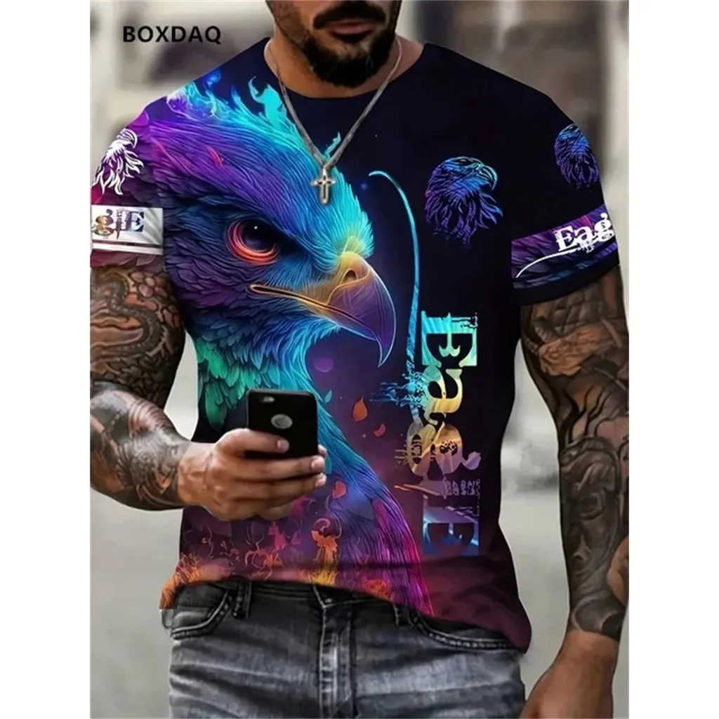 

Fashion 3D Eagle Print Men Short Sleeve T-shirt Trend Cool Animal Graphic T Shirts Summer Casual Tops Street Hip Hop Men Clothes