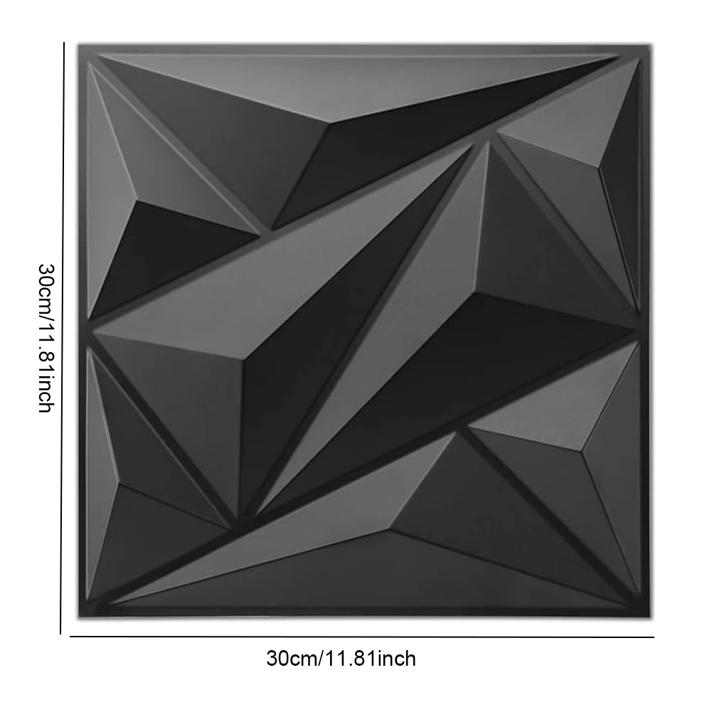 50/100 Stuks 3D Wandpaneel Diamant 30x30 cm Wandbekleding Panelen Zwart/Wit 3D behang voor Woonkamer Gaming Kamer TV Achtergrond
