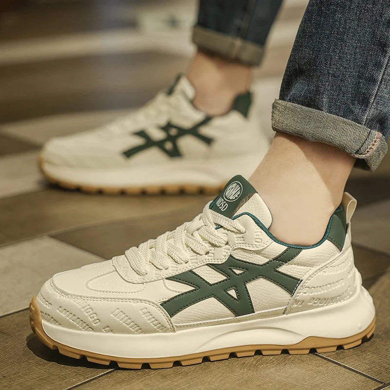  أحذية رياضية عصرية للرجال 2025 - أربطة على الطراز القديم، نعل مكتنز مع تعزيز الارتفاع، الجزء العلوي من الجلد، مسامي ومريح، متعدد الاستخدامات #5