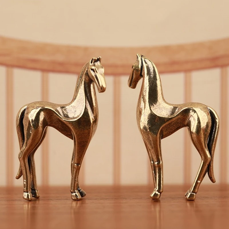 1pc Brass Horse Figurine Sculpture Horse Statue Decorative Art Suitable for Home Living Room, Bar, Coffee Shop, Room Decor