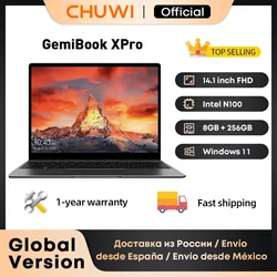 CHUWI GemiBook XPro 14 pulgadas UHD pantalla portátil 8GB RAM 256GB SSD Intel Celeron N100 Windows 11 ordenador con ventilador de refrigeración Notebook