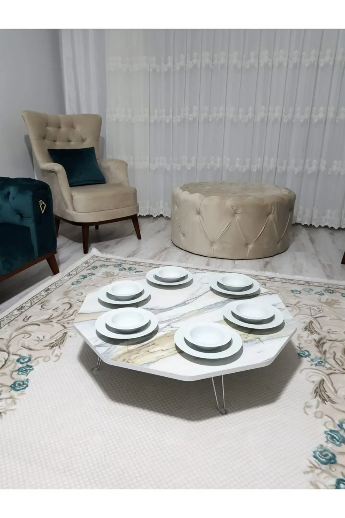 New Model marble patterned prism corner floor table with marble pattern