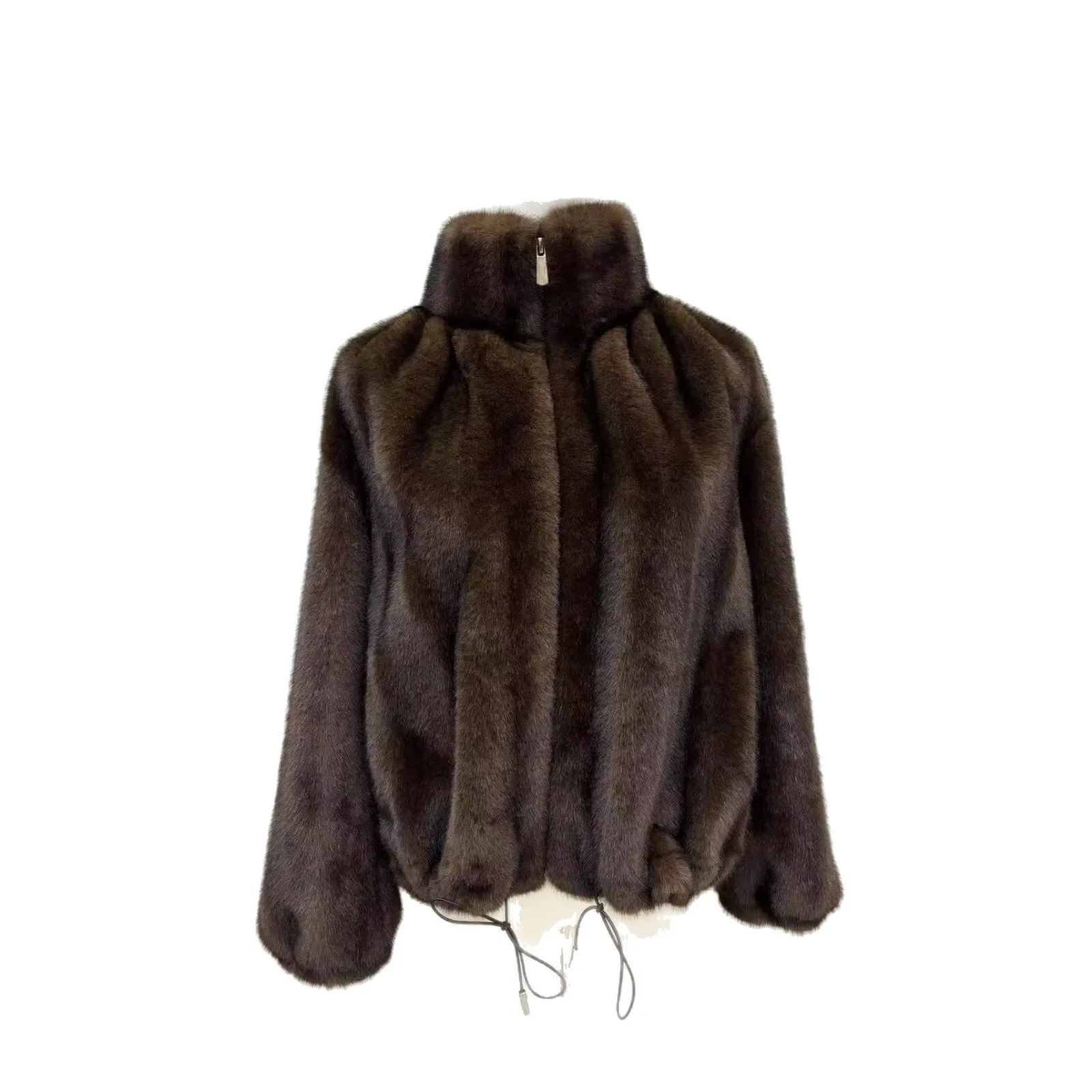 معطف فرو جديد لعام 2025 للنساء معطف من المينك الأساسي دافئ قصير من الجلد ملابس خارجية شتوية من الفرو