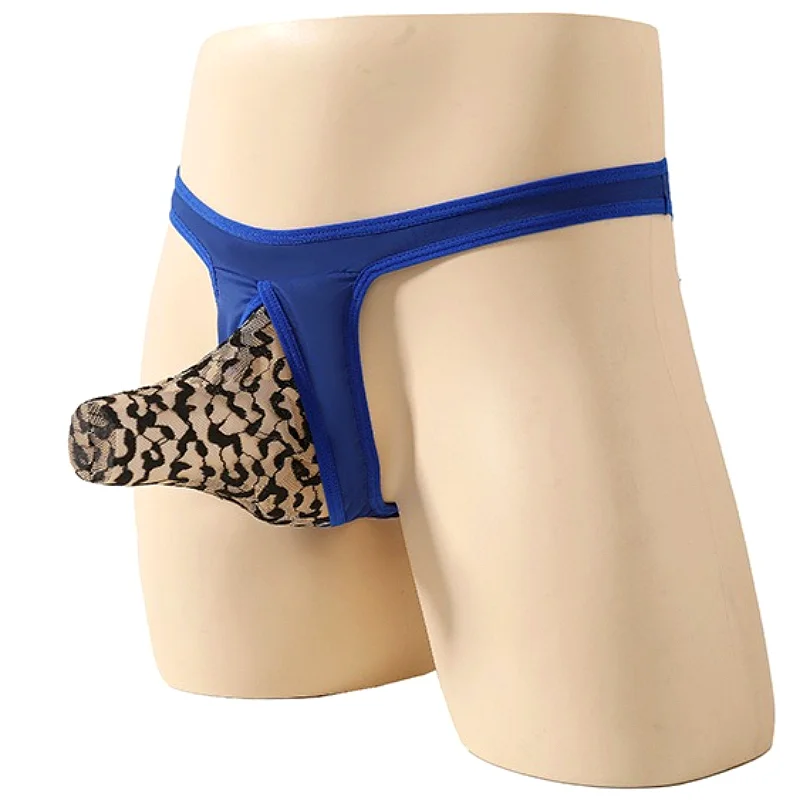 Thongs Sexy Men Underwear Leopard Penis Sheath Mens Lingerie Breathable Man G String Low Waist Panties Nightwear Tanga Hombre