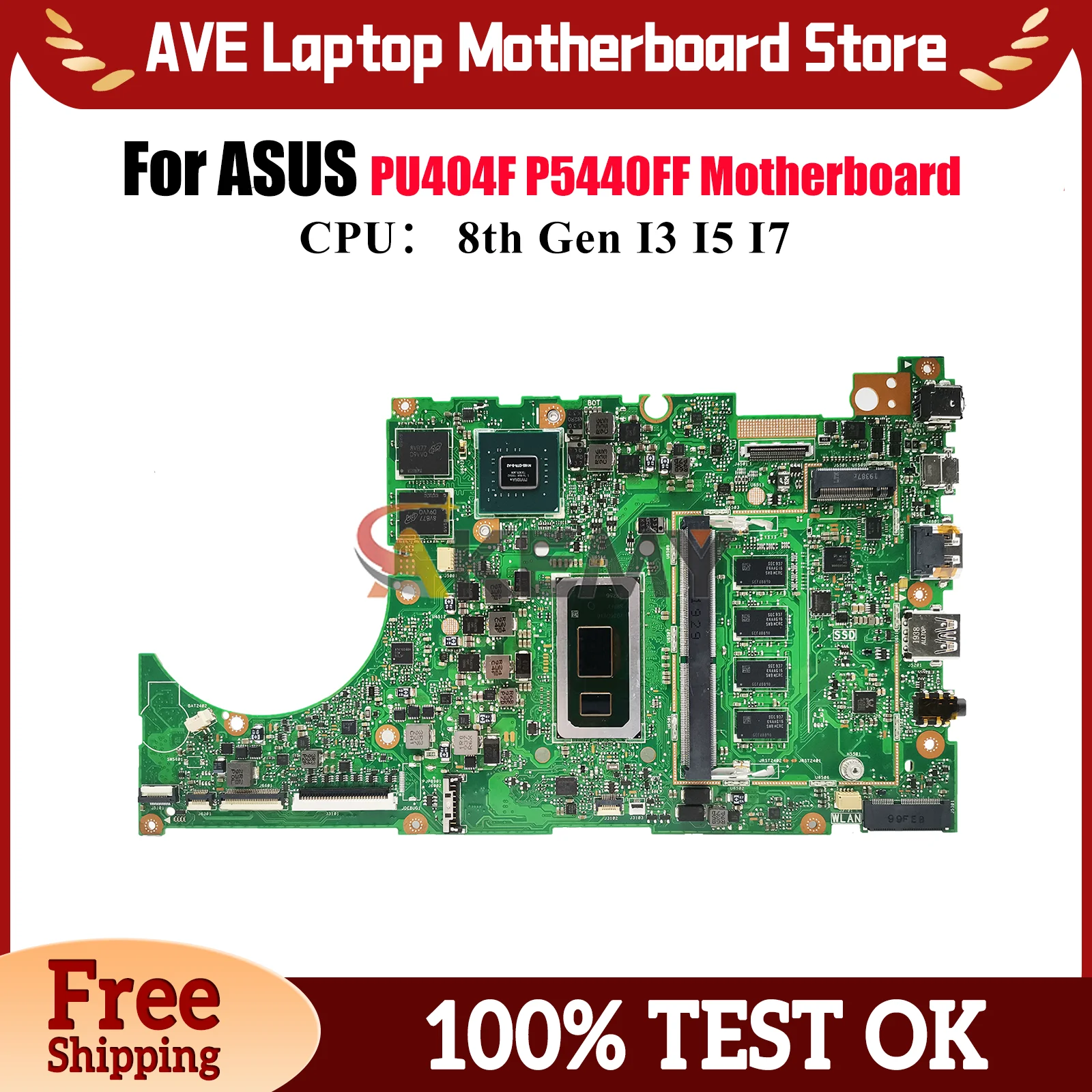 

P5440FF Laptop Motherboard For ASUS ProArt P5440F P5440FF PU404F Notebook Mainboard With I3 I5 I7 CPU 100% tests OK fast ship