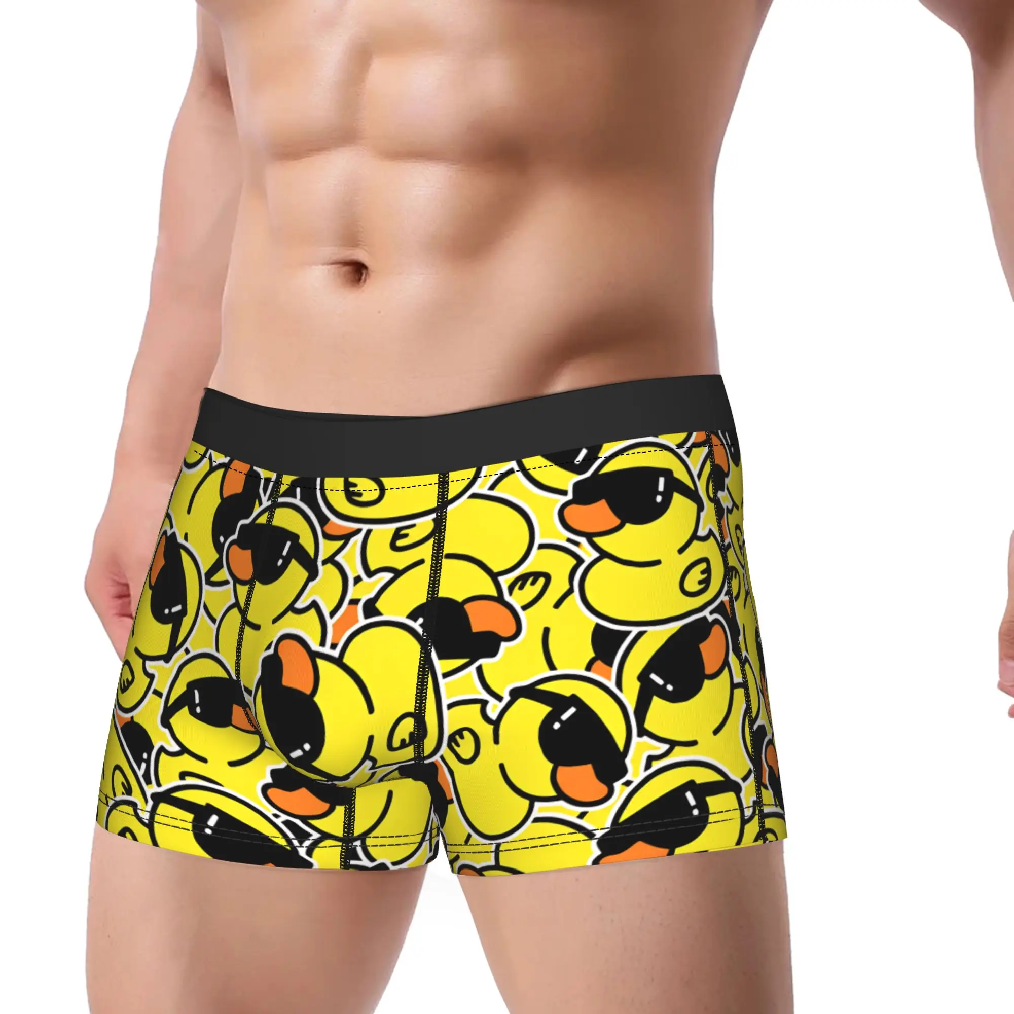 A Bunch Of Yellow Smile Ducks Underwear  Elastic Panties Printing Shorts Briefs For Men Pouch Oversize Boxershorts