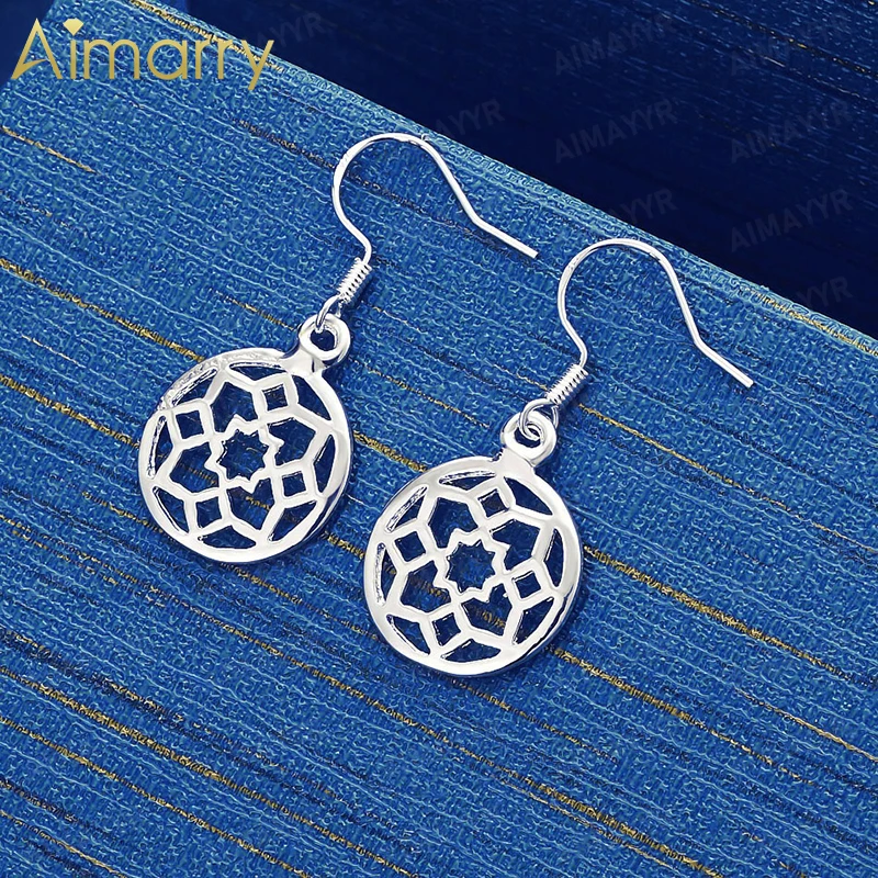 925 Sterling Silver Minimalist Art Hollow Disc Earrings for Women's Parties Engagements Weddings High-quality Fashion Jewelry