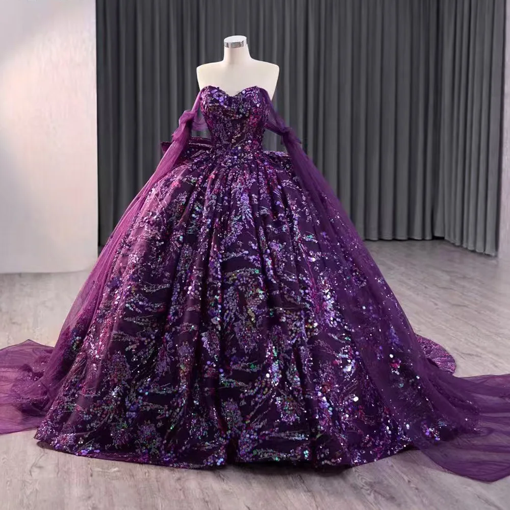 Robe Quinceanera chérie avec nœud au dos à lacets paillettes Abiti personnalisables pour filles robe d'occasion spéciale