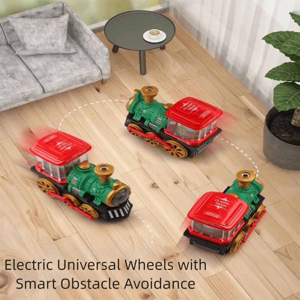 Vintage Locomotive Electric Steam Train Sounding Rotating Lights Educational Toy Simulation Steam Rail Train Toys Early Learning