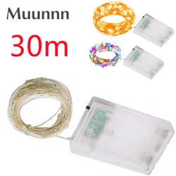 USB Battery Copper Wire Garland LED String Lights, Iluminação impermeável para o Natal, Decoração de festa de casamento, Lâmpada ao ar livre, 30m