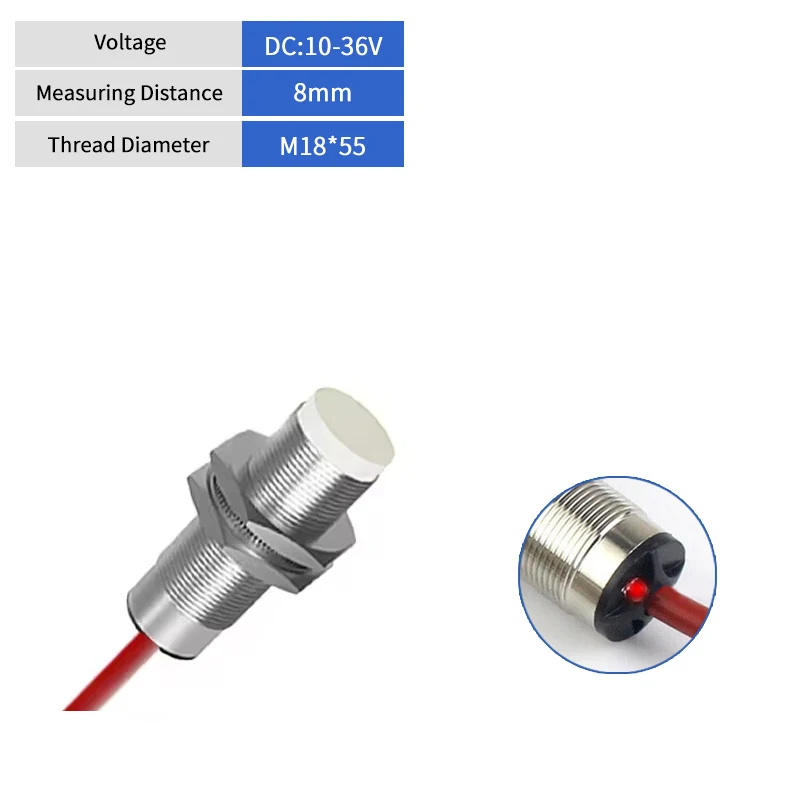 KJT M18 Non-Flushed NPN PNP 2 Wire Sn 8mm -25~﹢230℃ High Temperature Resistant Proximity Sensor With 2m pvc Cable Wire