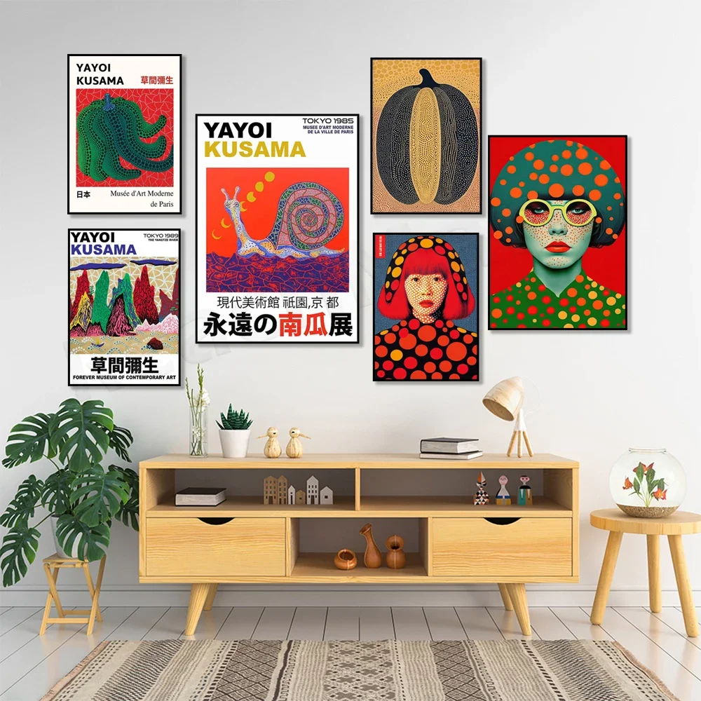 Yayoi Kusama Pumpkin Poster, Japan, Yayoi Kusama Polka Dot Art Abstract Nordic Print Wall Canvas Painting Picture Decoration