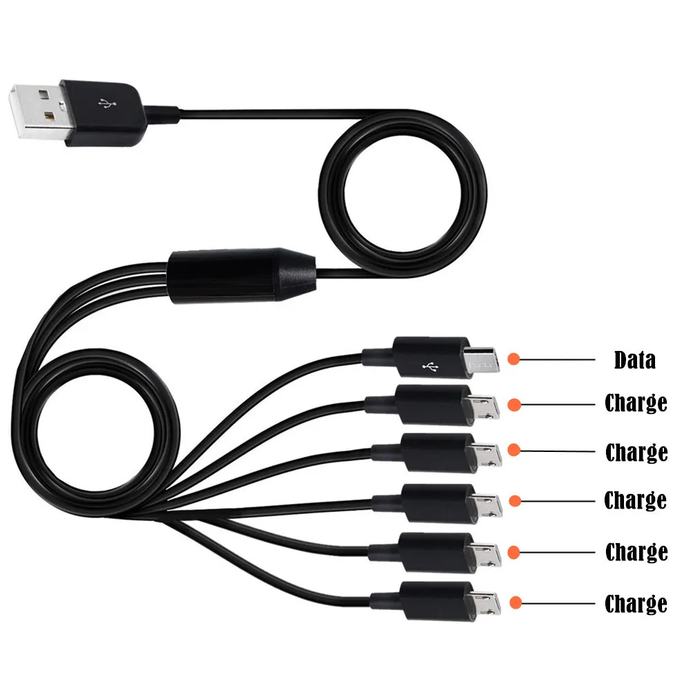 1.5M USB 2.0 Type A Male To 4 6 Micro USB Male Splitter Y Charging Date Cable Cord For Huawei Samsung Xiaomi Mobile Laptop Bank