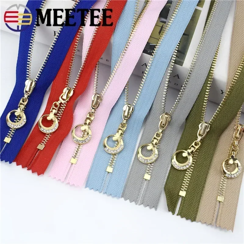 4Pcs 3# Metal Zippers 15-70cm Auto Lock Zipper For Sewing Bags Purse Down Decoration Zips Repair Kit DIY Garment Accessories