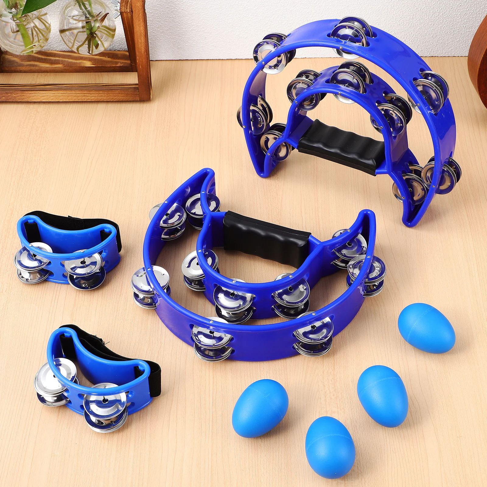 

8 pcs Hand Tambourines Foot Tambourines Egg Shakers Musical Instruments Set For Kids Adults Party Music Lessons Concerts