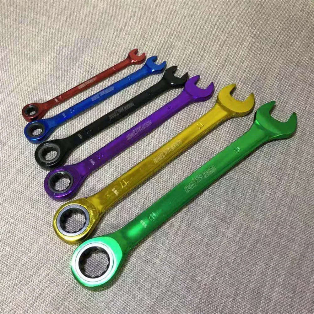 6pcs Color Ratchet Wrenches Multi-function Dual-purpose Open Movable Wrench 8/10/12/14/17/19mm Hex Key Hand Tools Hardware