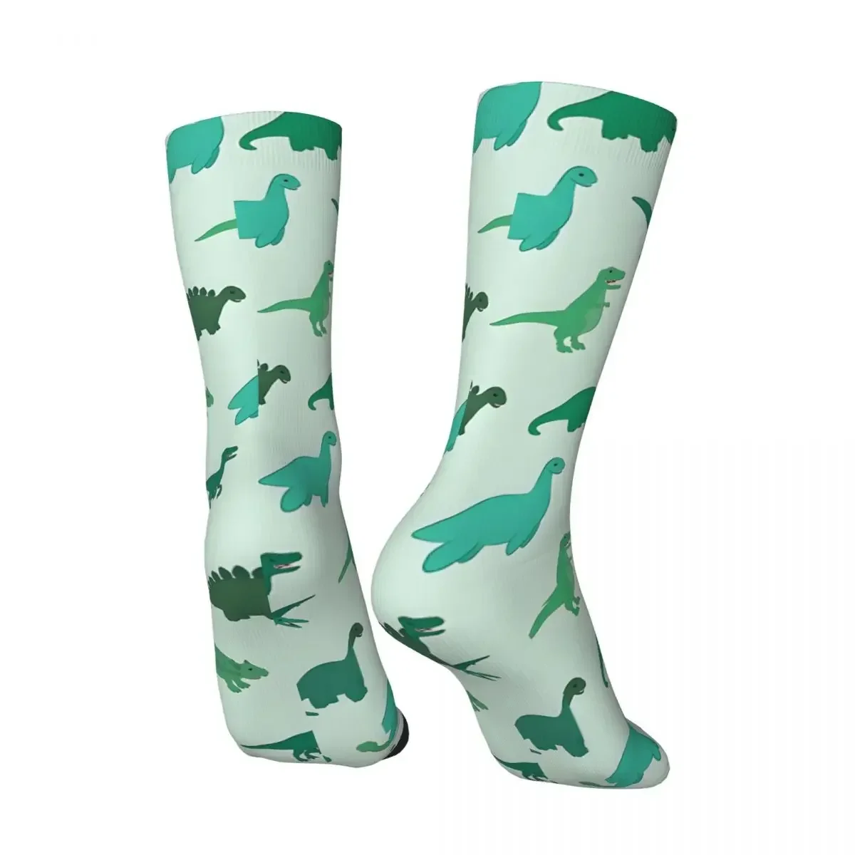 Green Men's Socks Retro Harajuku Dinosaurs Street Style Novelty Pattern Crew Sock