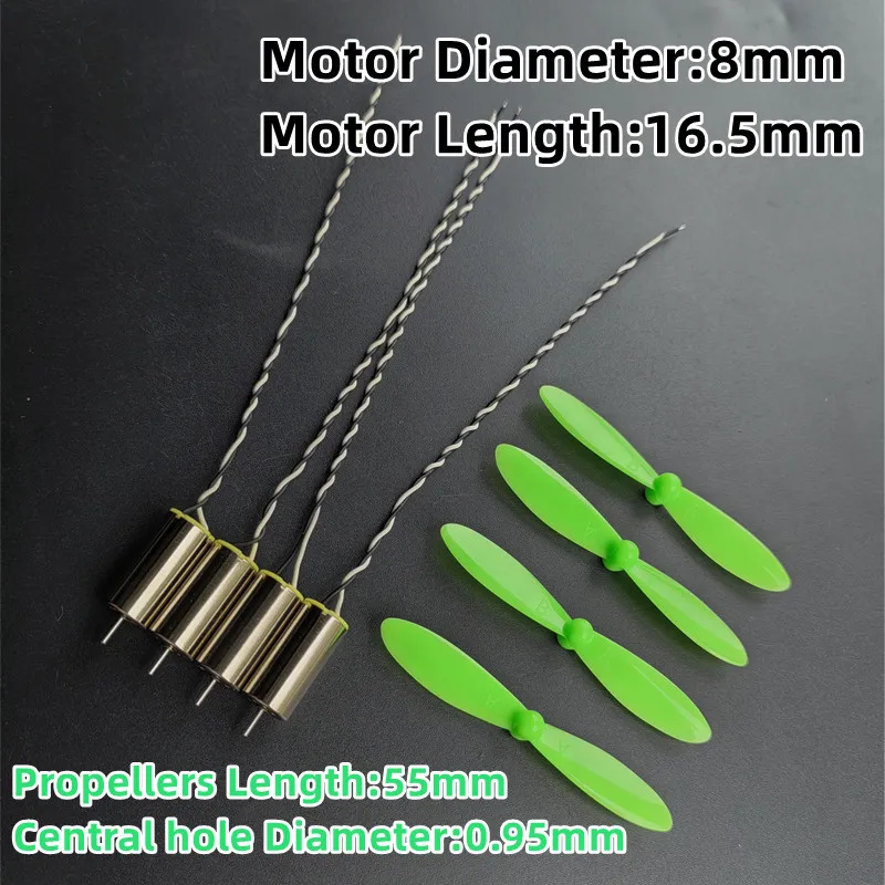 4 x DIY DC 3.7V 816 Hollow Cup Coreless High-speed Motor with 4 x 55MM Propeller Cw CCW for DIY Micro FPV Quadcopter Spare Parts