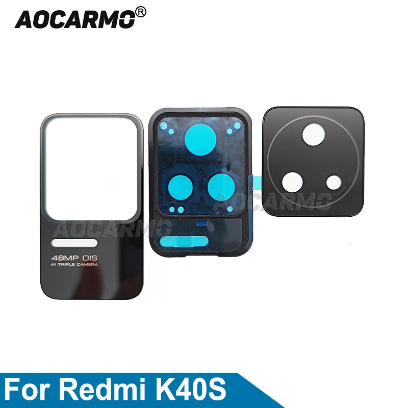 Aocarmo For Redmi K40s Rear Back Camera Lens With Frame And Lens Plate Repair Part