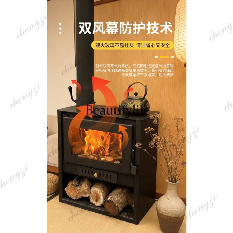Real fire fireplace wood fire heating stove B & B villa decoration winter home indoor wood burning stove - view 2