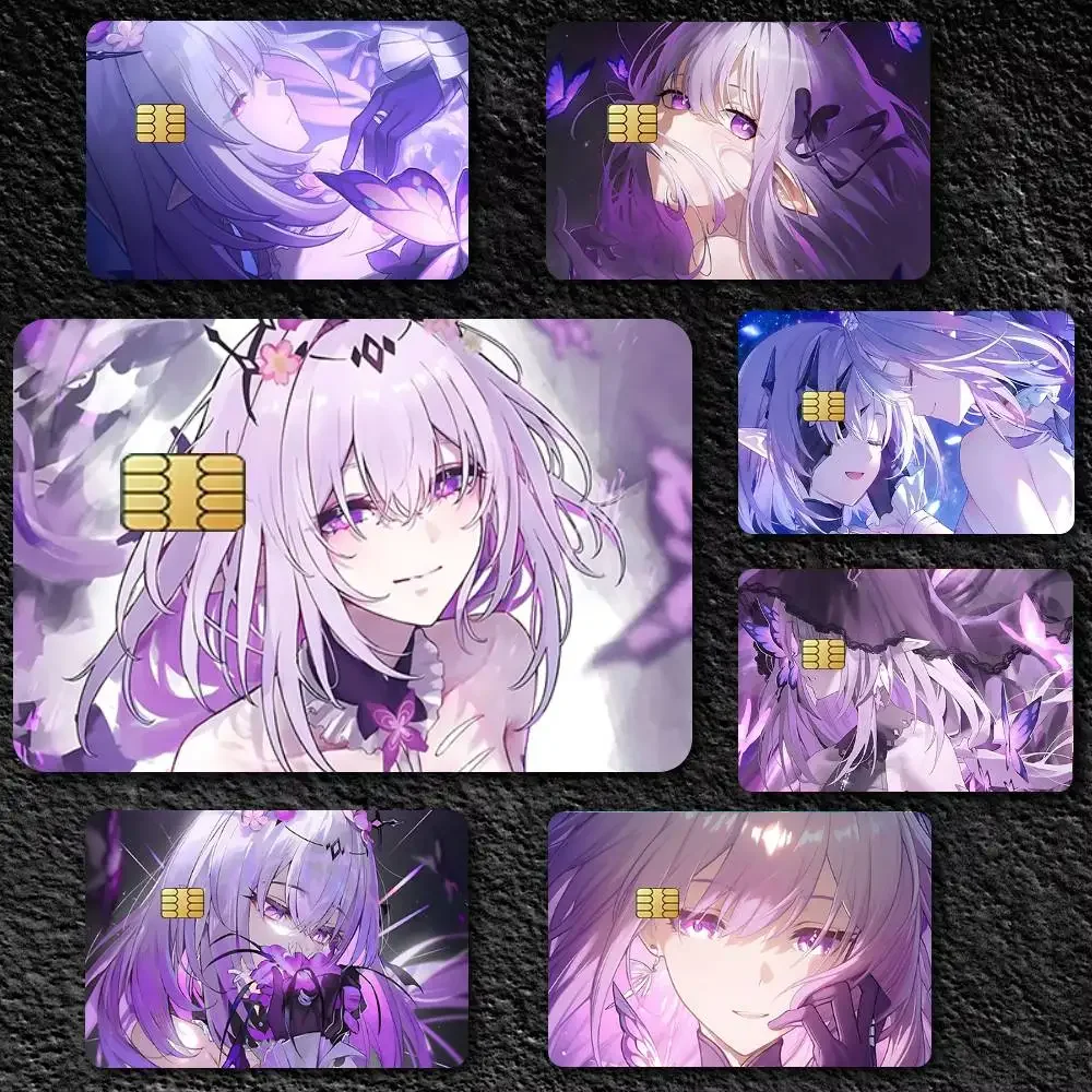 Game Honkai Star Rail Castorice 4pcs 1Set Funny Shell On Off Ultra Thin No Fade Sticker Skin Cover Film For Debit Credit Card