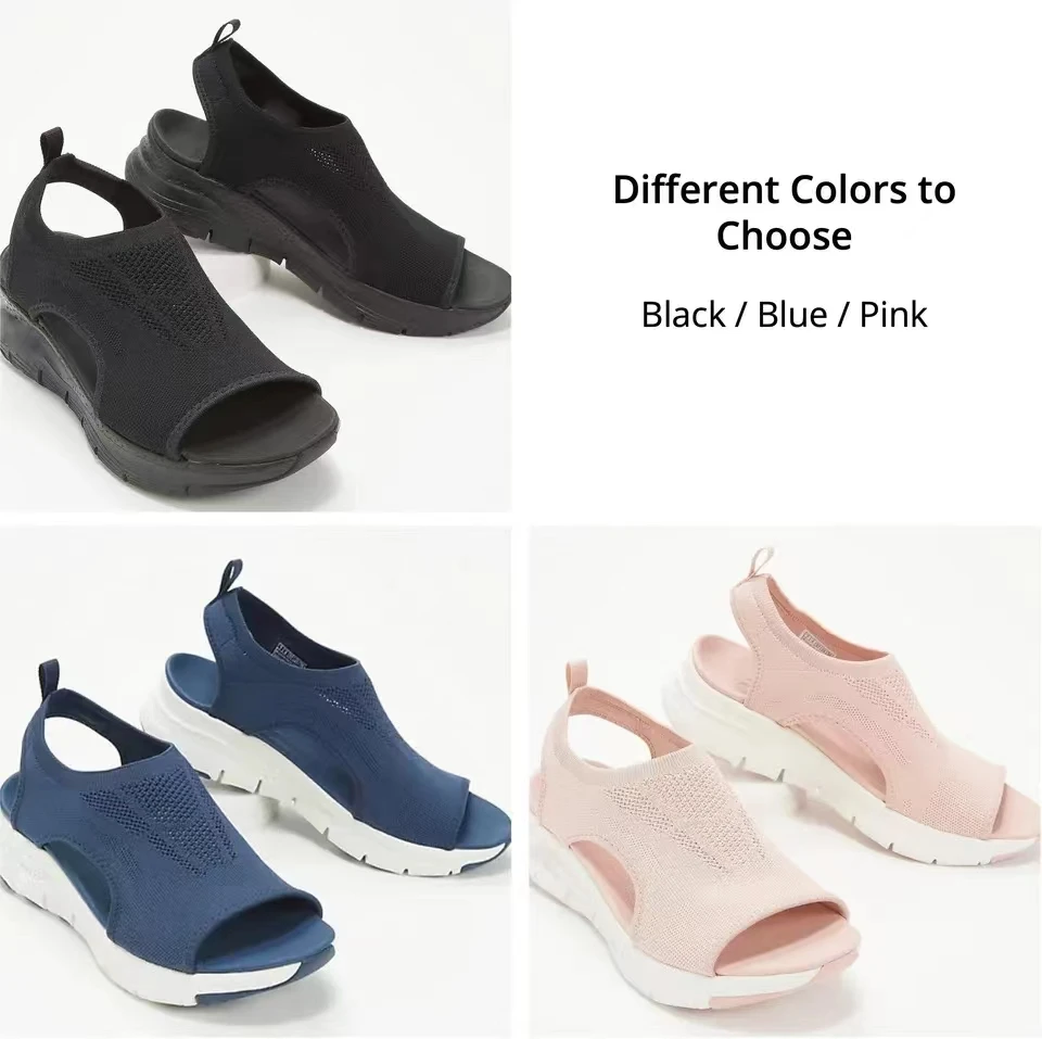 Women Roman Flat Sandals Mesh Fish Casual Low Heels Summer Platform Shoe Sports Wedge Beach Sabot Sneakers Comfortable 43 44 45