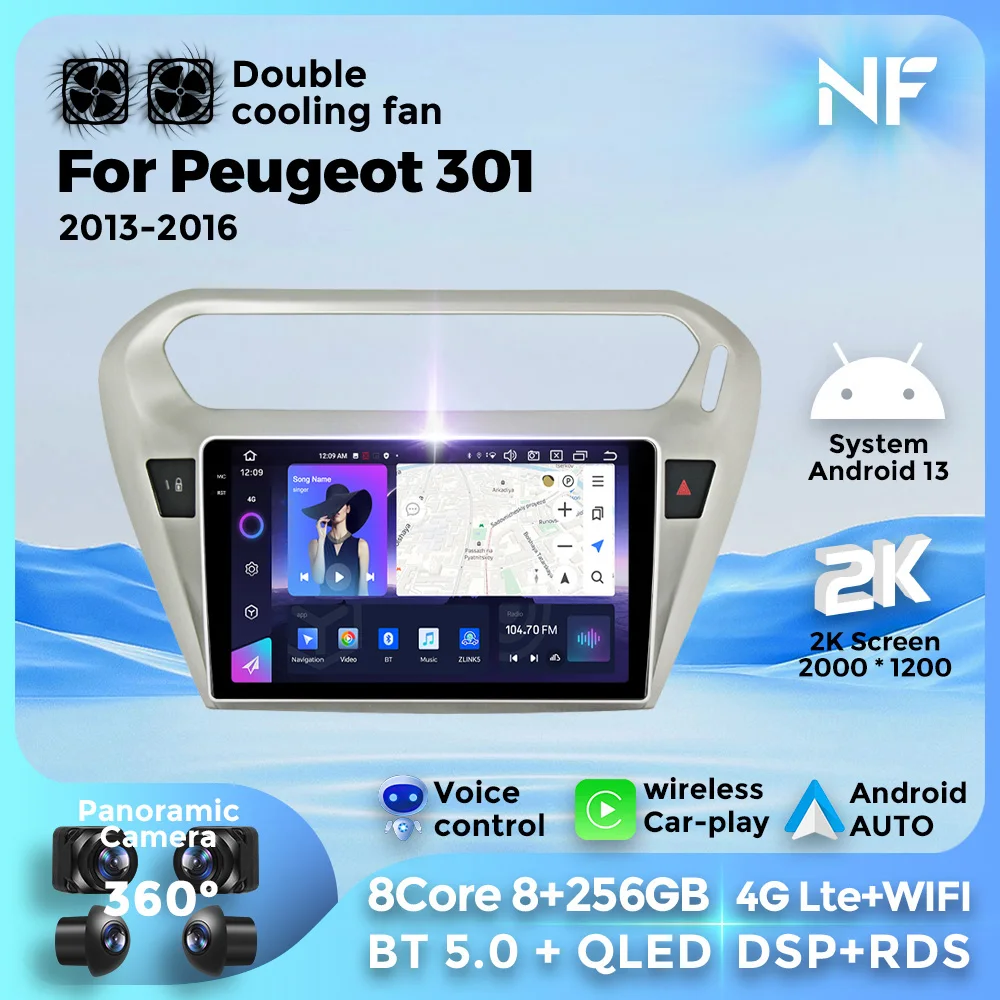 

Car Multimedia Radio Player Android For Peugeot 301 2013-2016 Automotive multimedia Player GPS 4G WIFI Carplay Auto 8Core BT