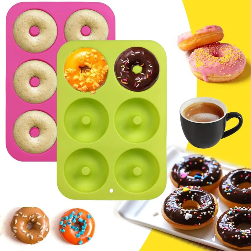 Silicone 6-Hole Donut Mold High Temperature Resistant Non-Stick Mini Cupcake Mold DIY Oven Baking Mold