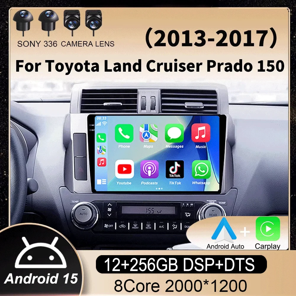 

Android 15 Car multimedia Video player radio Stereo For Toyota Land Cruiser Prado 150 2013 2014 2015 - 2017 2din GPS Carplay