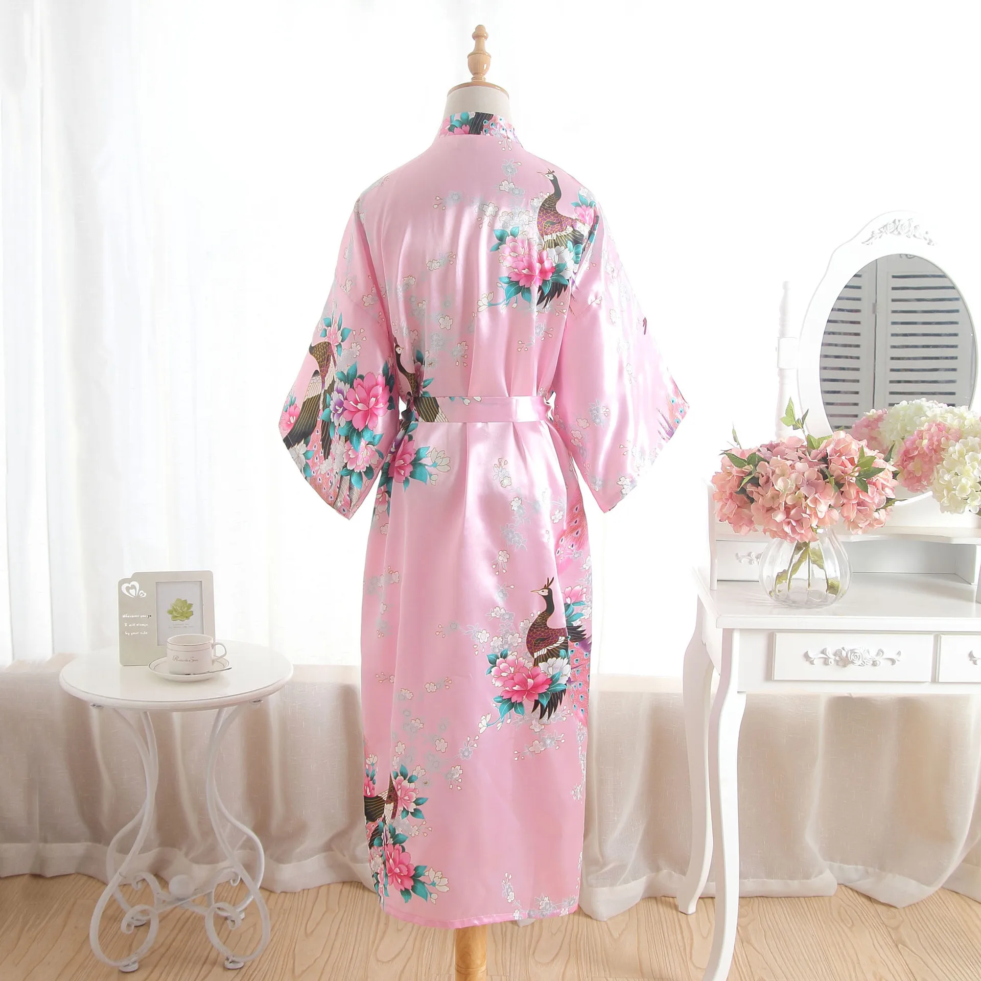 Venda quente Azul Feminino Seda Rayon Robes Vestido Kimono Yukata Mulheres Chinesas Lingerie Sexy Pijamas Plus Size S M L XL XXL XXXL A-046