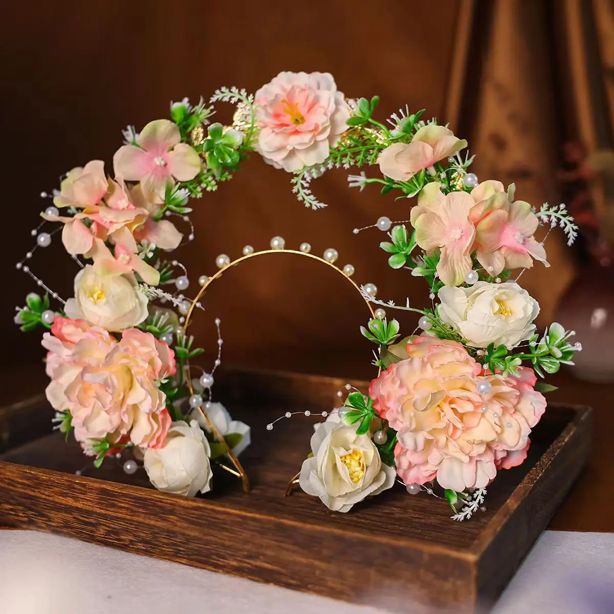 New Handmade Hairpin Hoops and Crown Headwear 3D Headwear Flower Ring Rural Vacation and Photography Hair Accessories