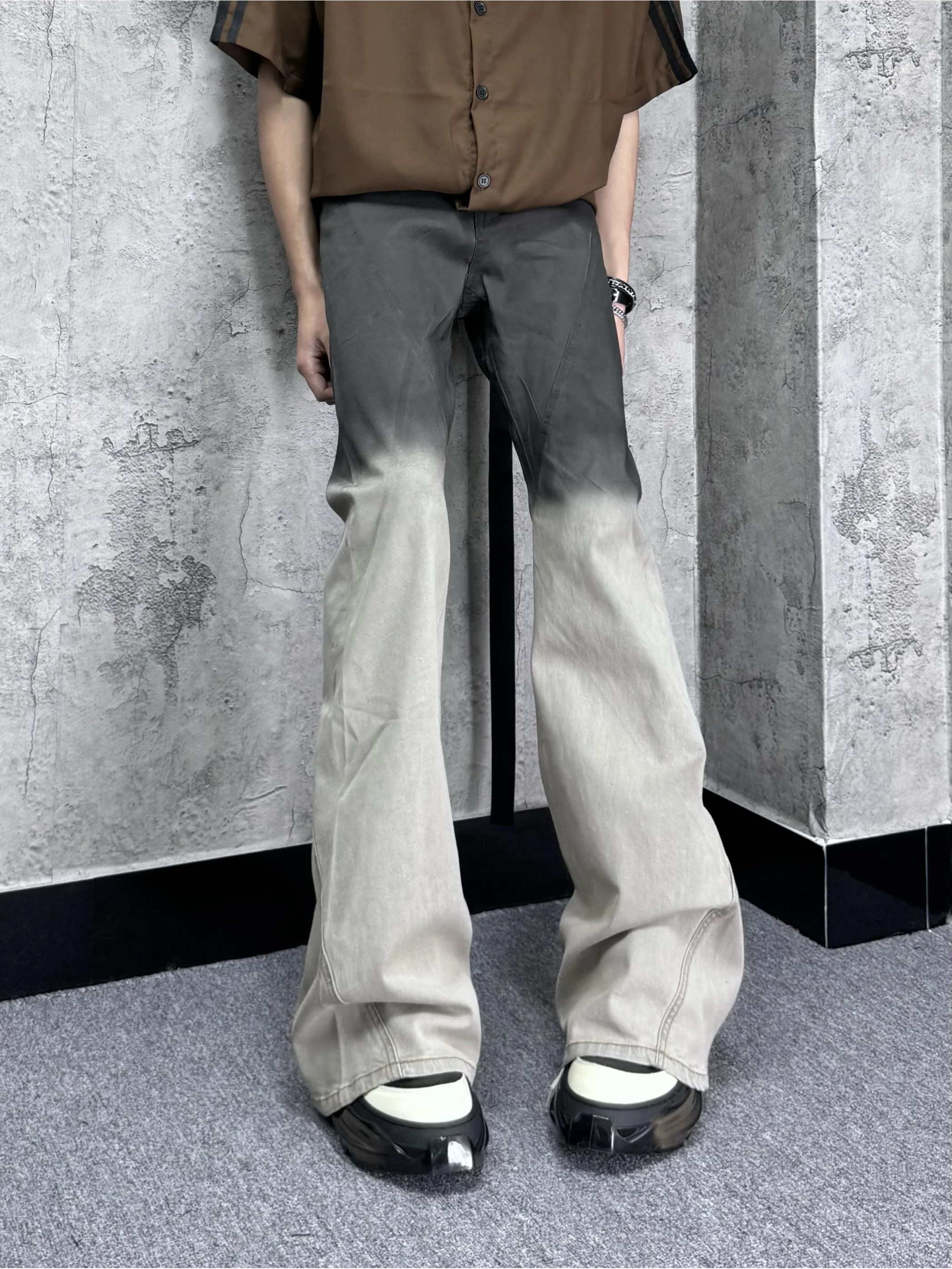 

Luxury Street Sle Men's Jeans adient Bla White Fading Wide Leg Floor Length Tassel Casual Loose Fit mid Waist Zipper