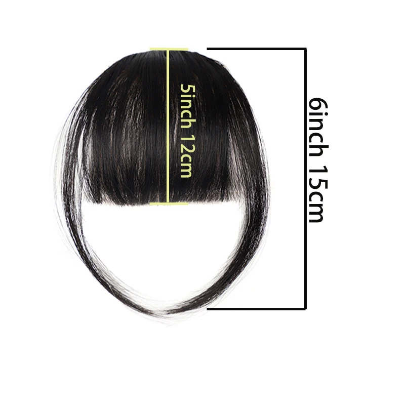 Flequillo sintético corto y lacio con clip, flequillo de aire negro, extensión para mujer, postizo 3