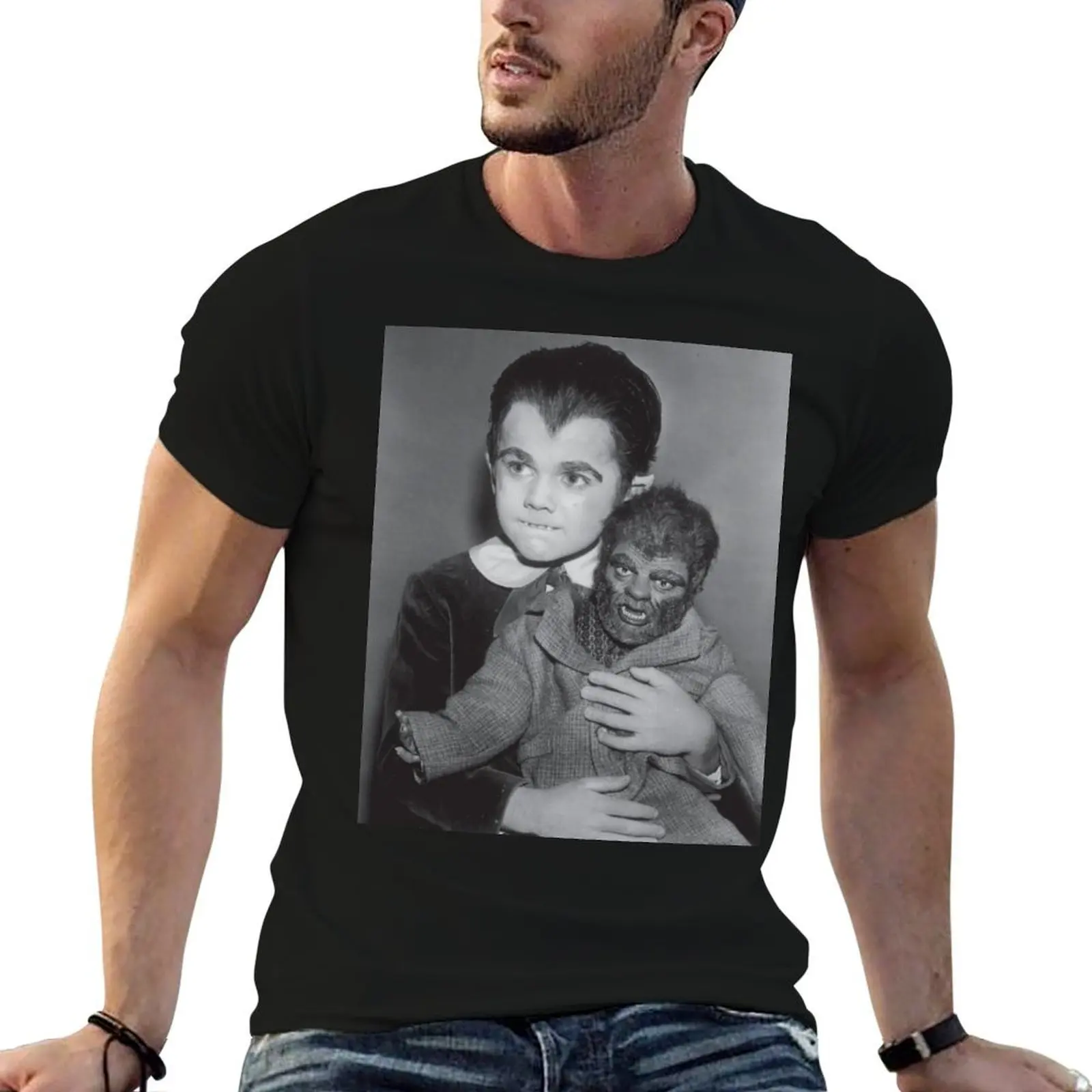 

Eddie Munster with Woof Woof T-Shirt cotton t shirts high quality man t shirts cotton T-Shirt