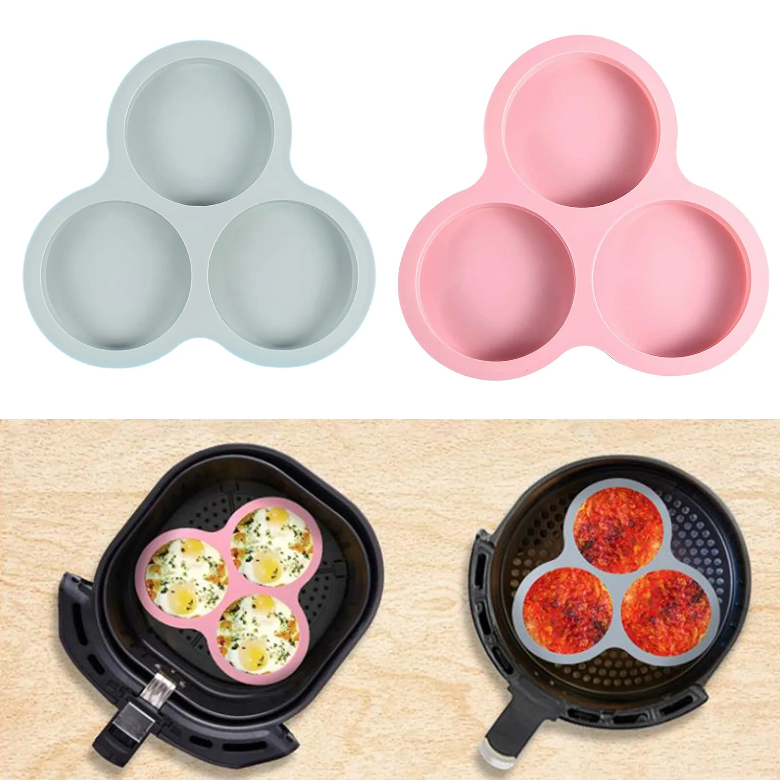 

2/1pcs Silicone Air Fryer For Egg Pan For Mold Reusable For Air Fryer Baking Cooking Accessorie 23cm/9inch Bakeware Parts Tools